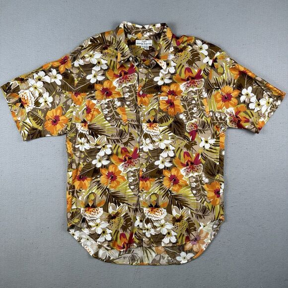 Vintage Guess Button Up Shirt Men’s Medium Floral Hawaiian Tropical Short Sleeve - Picture 1 of 16